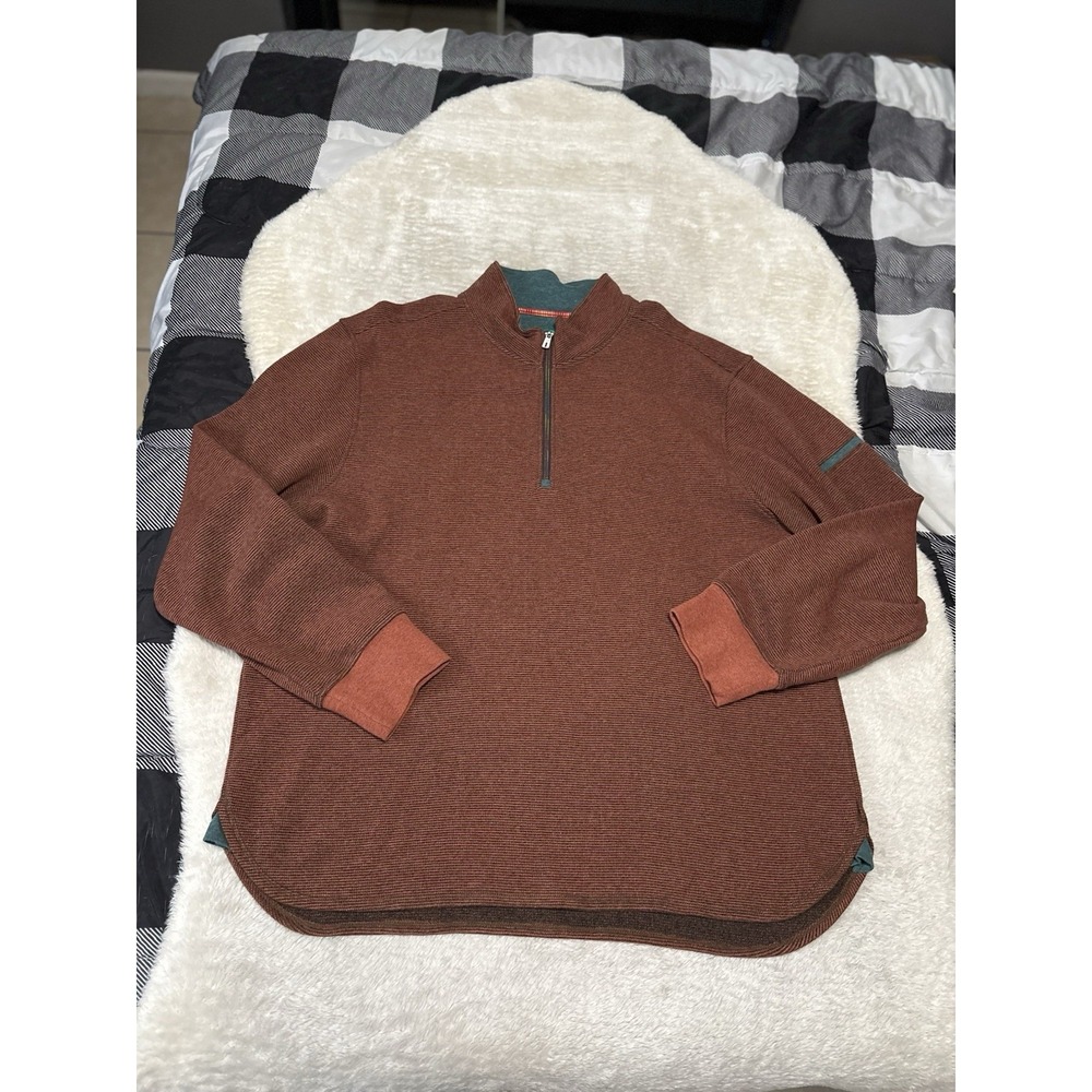 Robert Graham‎ Mens Orange 1/4 Zip Pullover Sweater Size 2XL